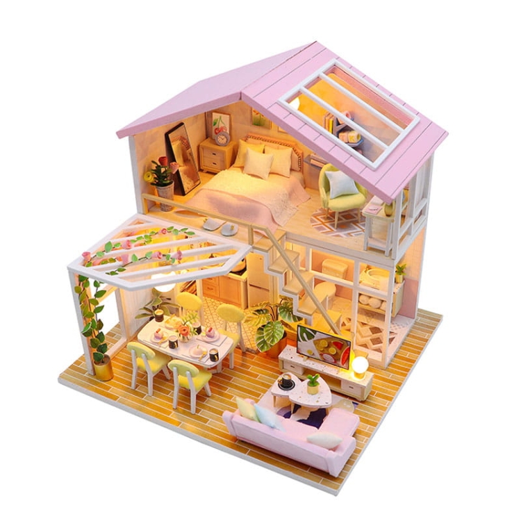 Miniaturowy domek - Śniadanie pod pergolą