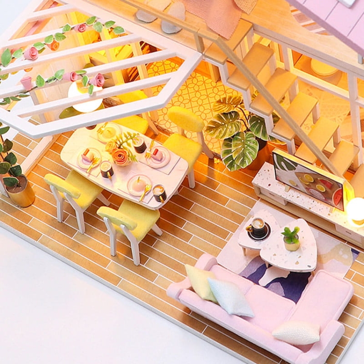 Miniaturowy domek - Śniadanie pod pergolą