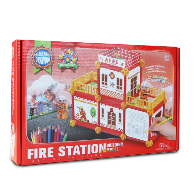 Domek z kartonu do kolorowania Straż pożarna
