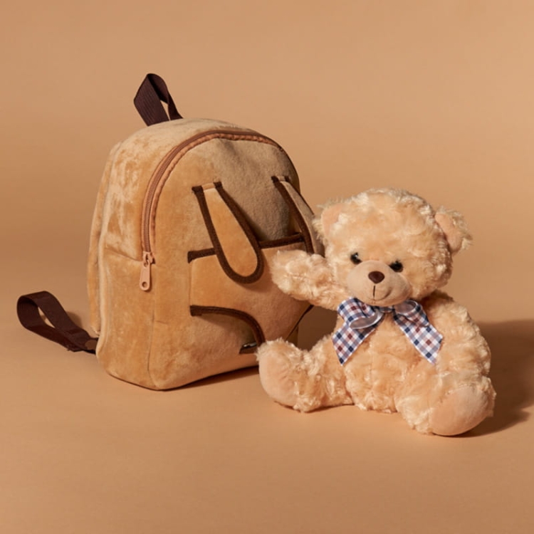 Beżowy plecaczek z odpinanym beżowym misiem „Teddy Bear”