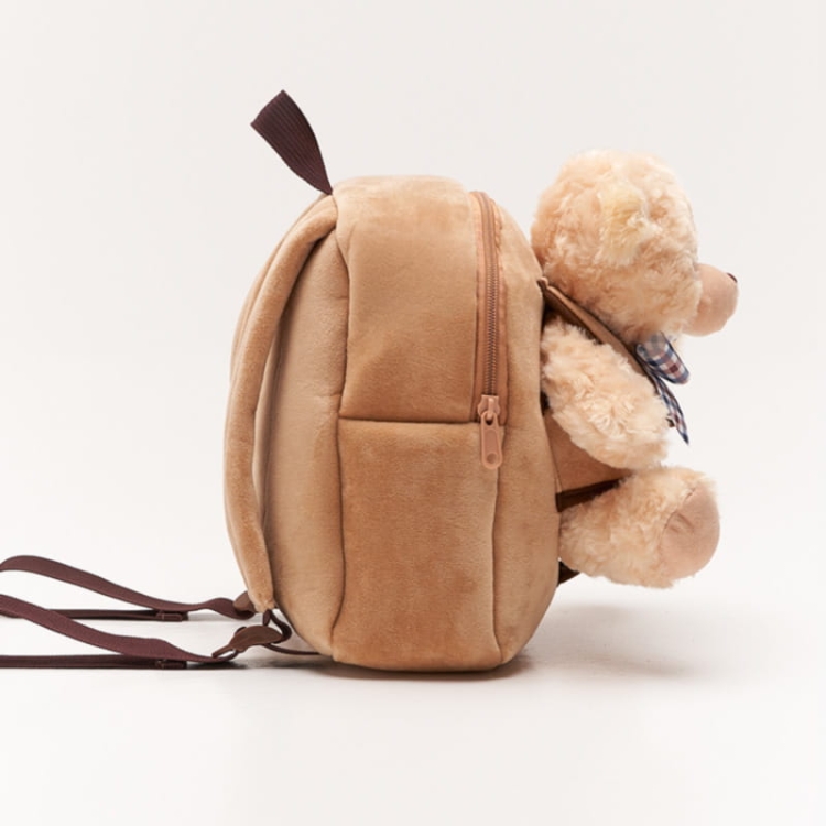 Beżowy plecaczek z odpinanym beżowym misiem „Teddy Bear”