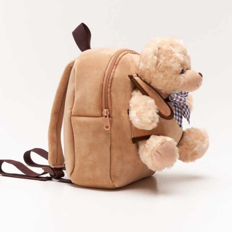 Beżowy plecaczek z odpinanym beżowym misiem „Teddy Bear”