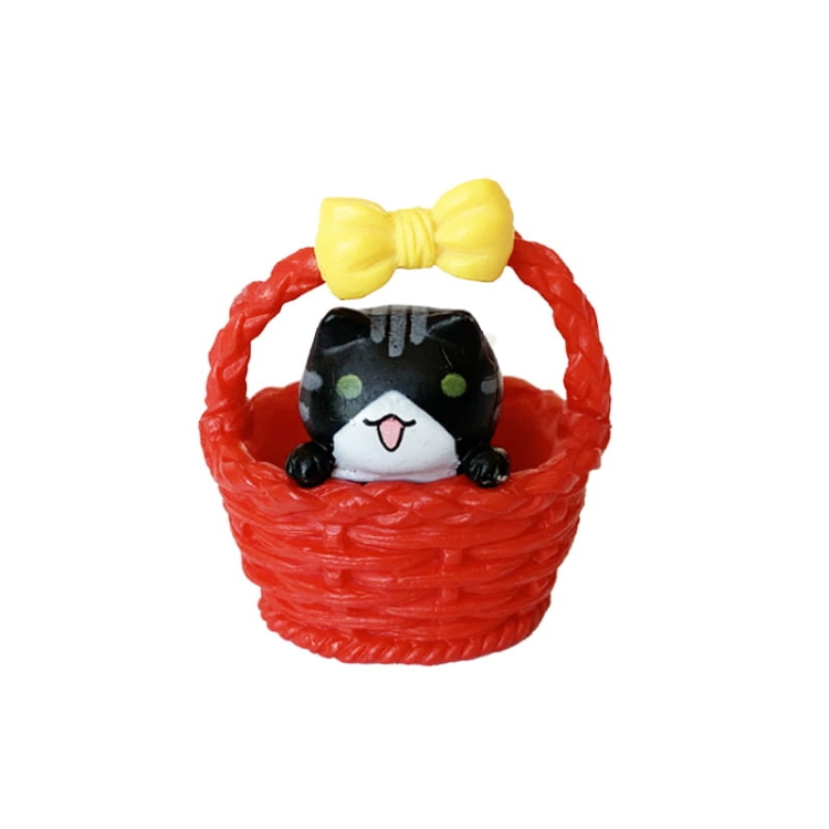 Kotek w koszyczku - czarny - żółta kokardka