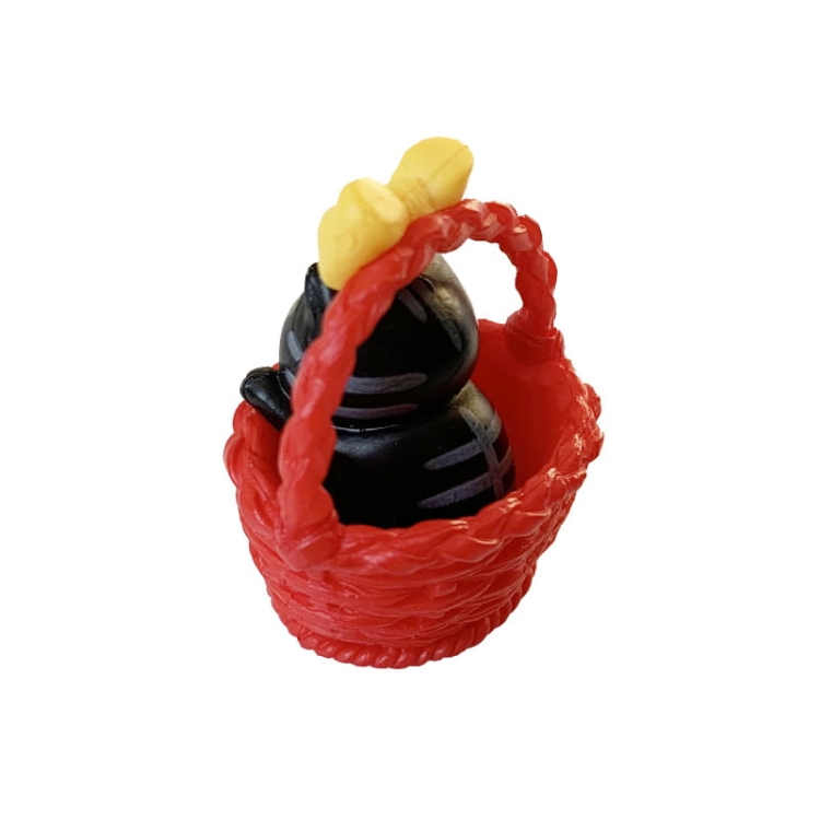 Kotek w koszyczku - czarny - żółta kokardka