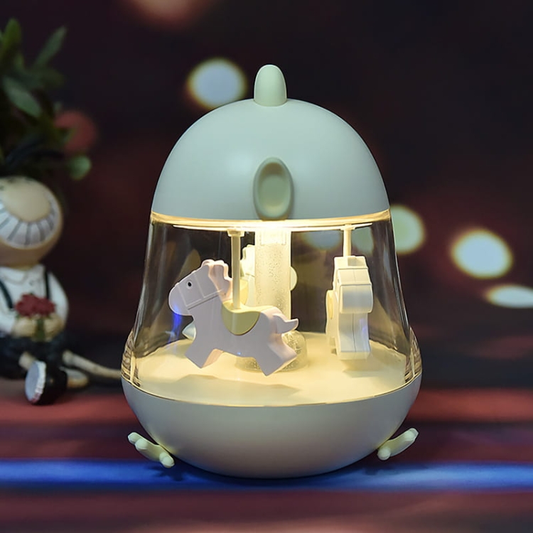 Lampka z karuzelą i pozytywką żółta. Światło neutralne.