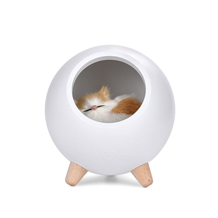 Lampka nocna z kotkiem - biała