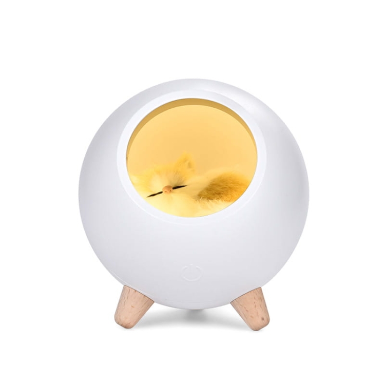 Lampka nocna z kotkiem - biała