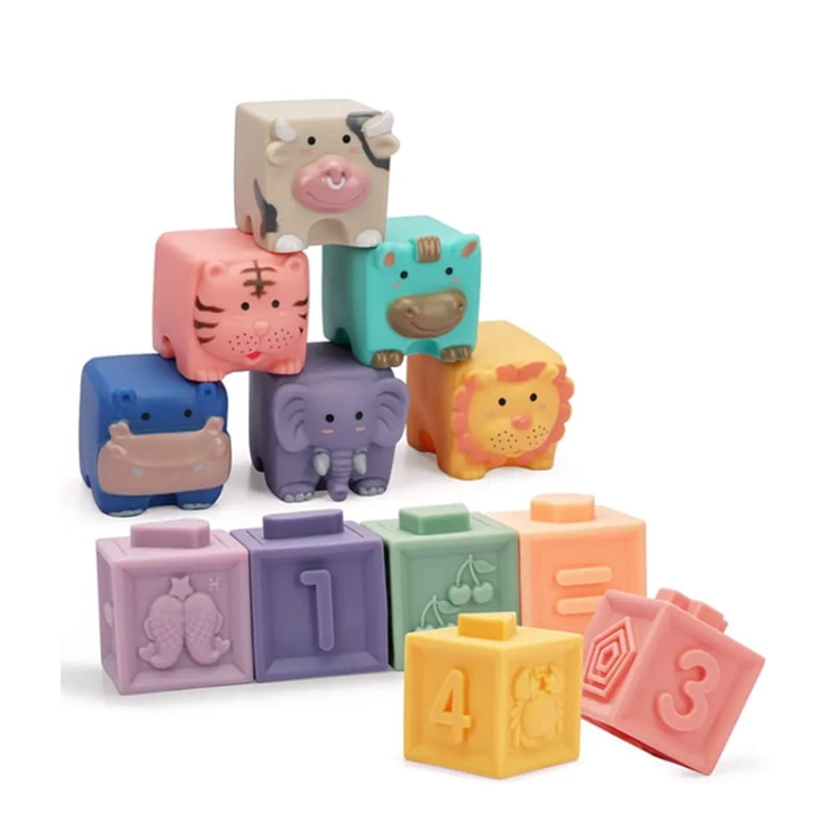Zwierzątka i cyferki - miękkie klocki 12 szt