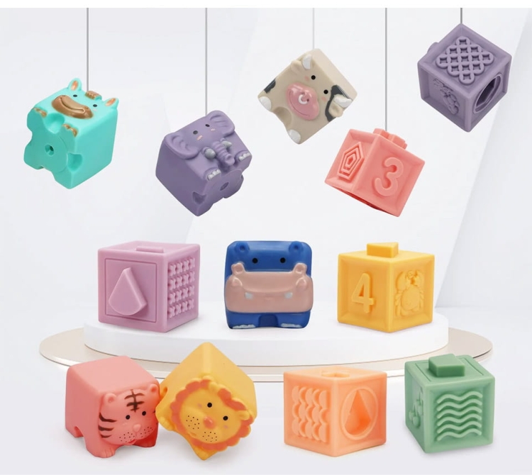 Zwierzątka i cyferki - miękkie klocki 12 szt