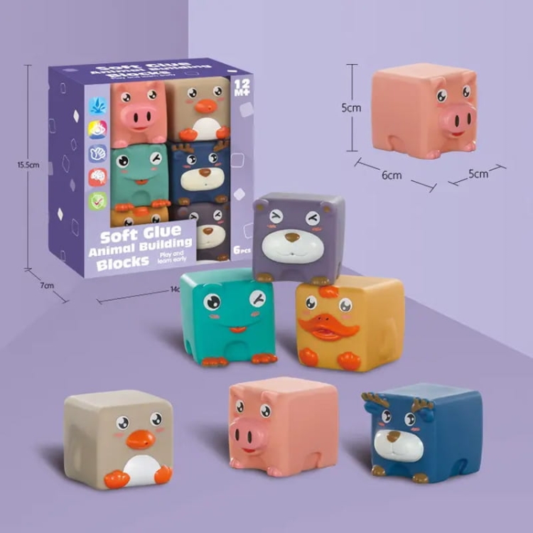 Zwierzątka domowe- miękkie klocki 6 szt